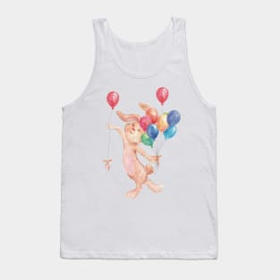 Sweet Cottagecore Bunny with Balloons Tank Top
